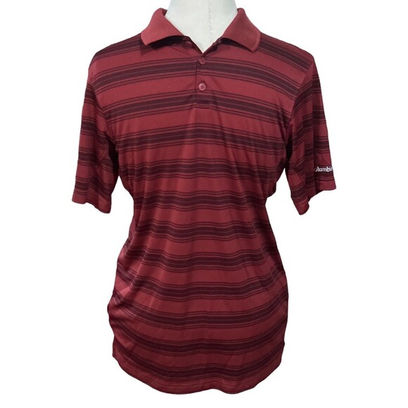 Columbia Men’s Omni-Wick Striped Collared Golf Polo Size Medium EUC - Picture 1 of 5